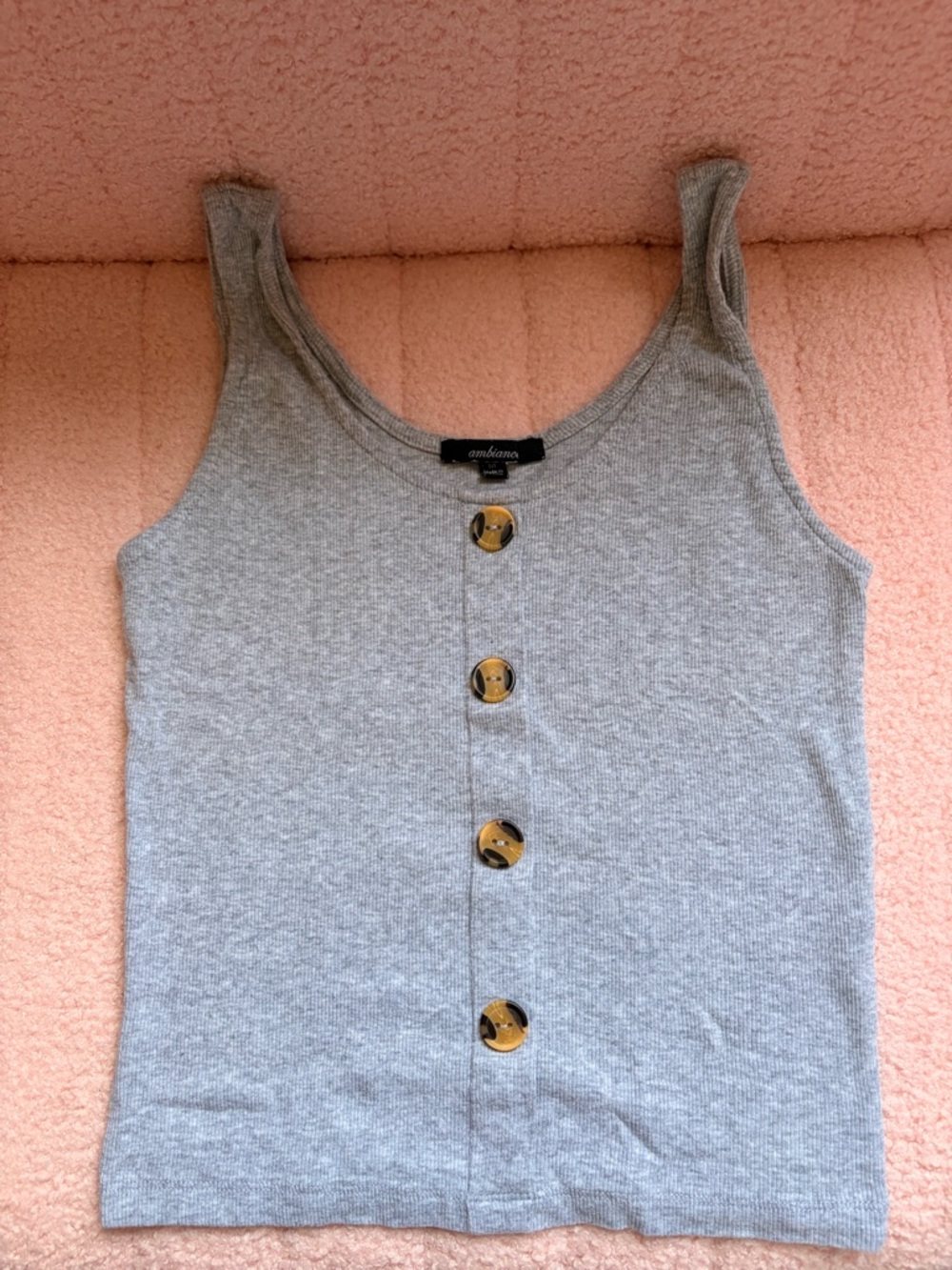 Ambiance Grey Button-Front Tank Top